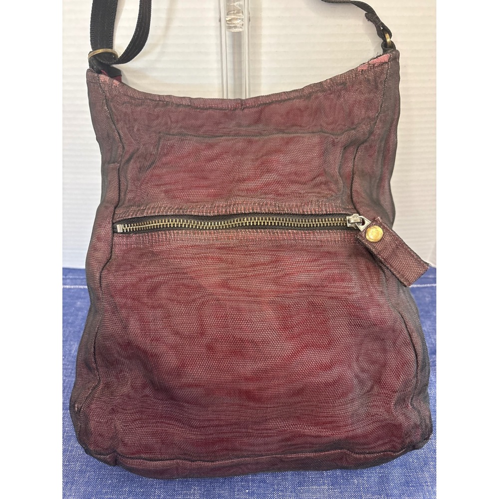 Smateria Net Crossbody Bag Burgundy Black Mesh Sustainable Shoulder Bag